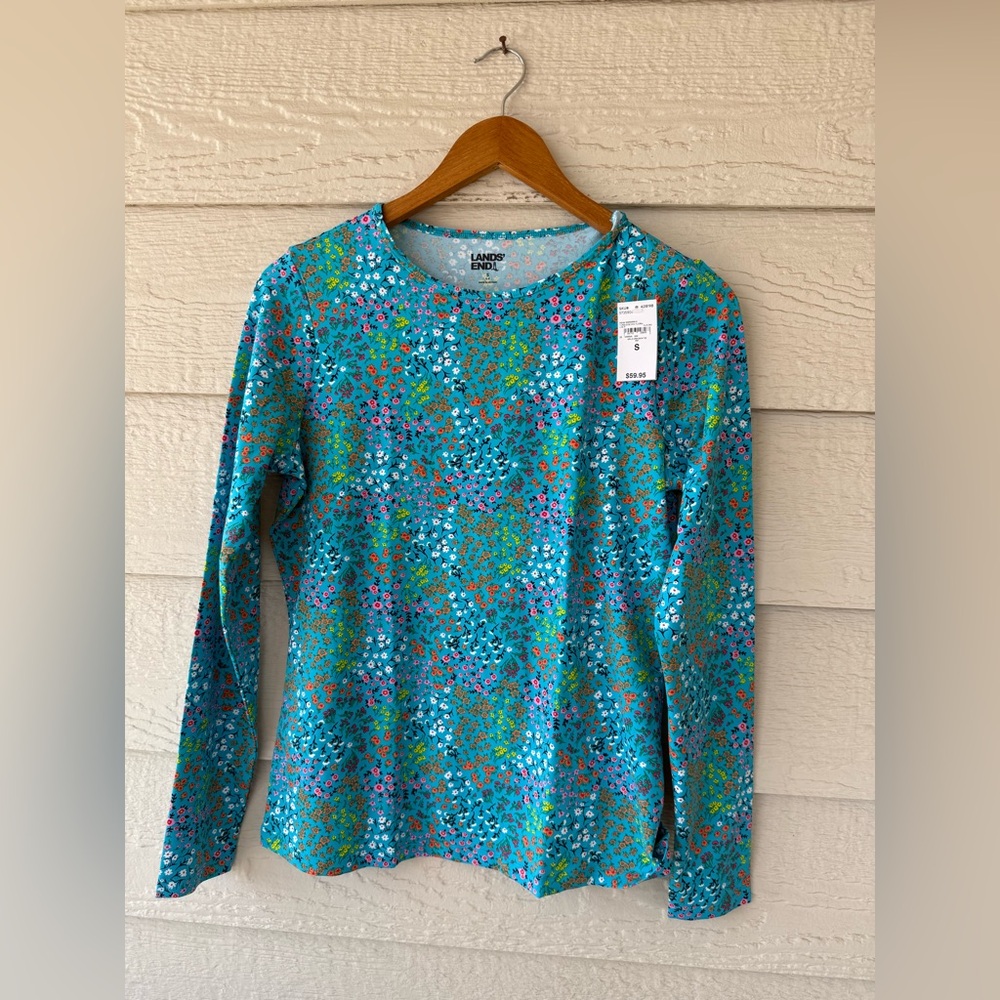 Lands' End Women's Multicolor Floral long Sleeve Rash Guard